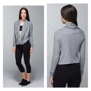 Lululemon Iconic Wrap Womens 6 Yoga heathered gray loose‎ fit workout dance